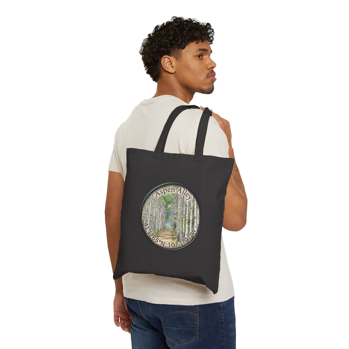 Tote Bag — Aspen Alley Nature Canvas Tote (Aspen Alley 108N, vintage forest pathway design)