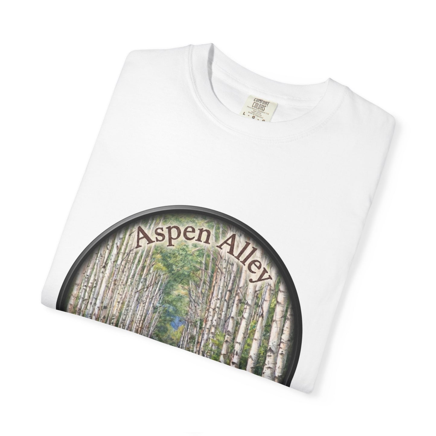 Aspen Alley T‑Shirt — Scenic Forest Path Tee with GPS Coordinates