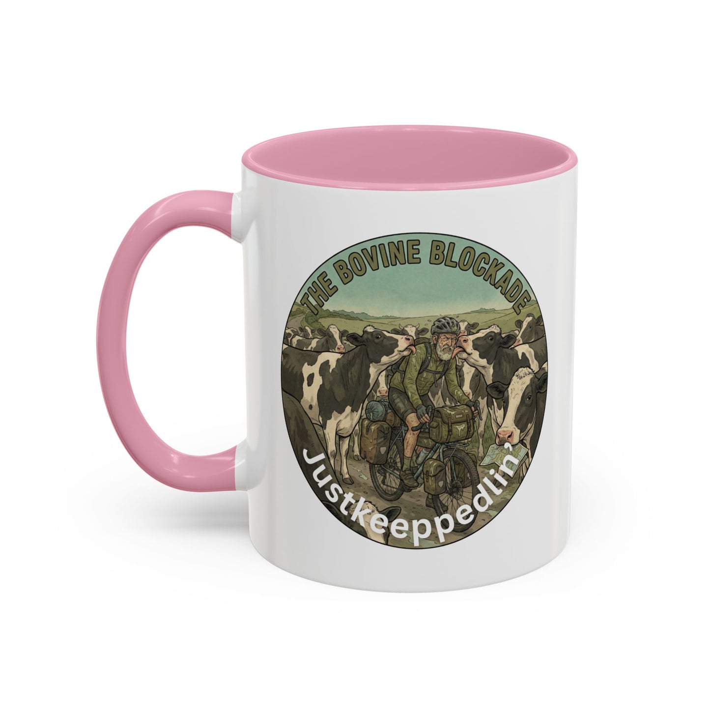 Vintage Cow Herding Mug — “The Divine Bovine Blockade” Rustic Farm Coffee Cup (11oz/15oz)