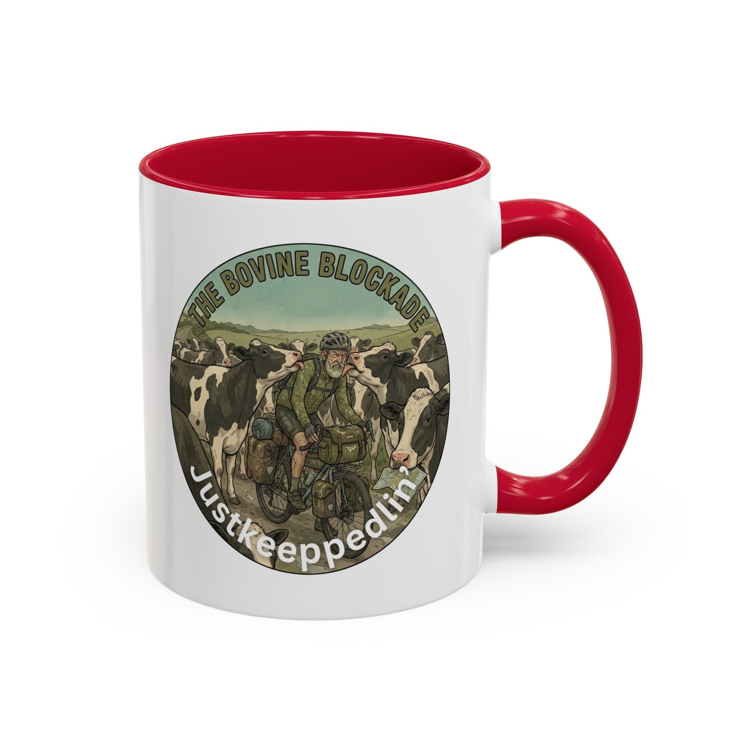 Vintage Cow Herding Mug — “The Divine Bovine Blockade” Rustic Farm Coffee Cup (11oz/15oz)