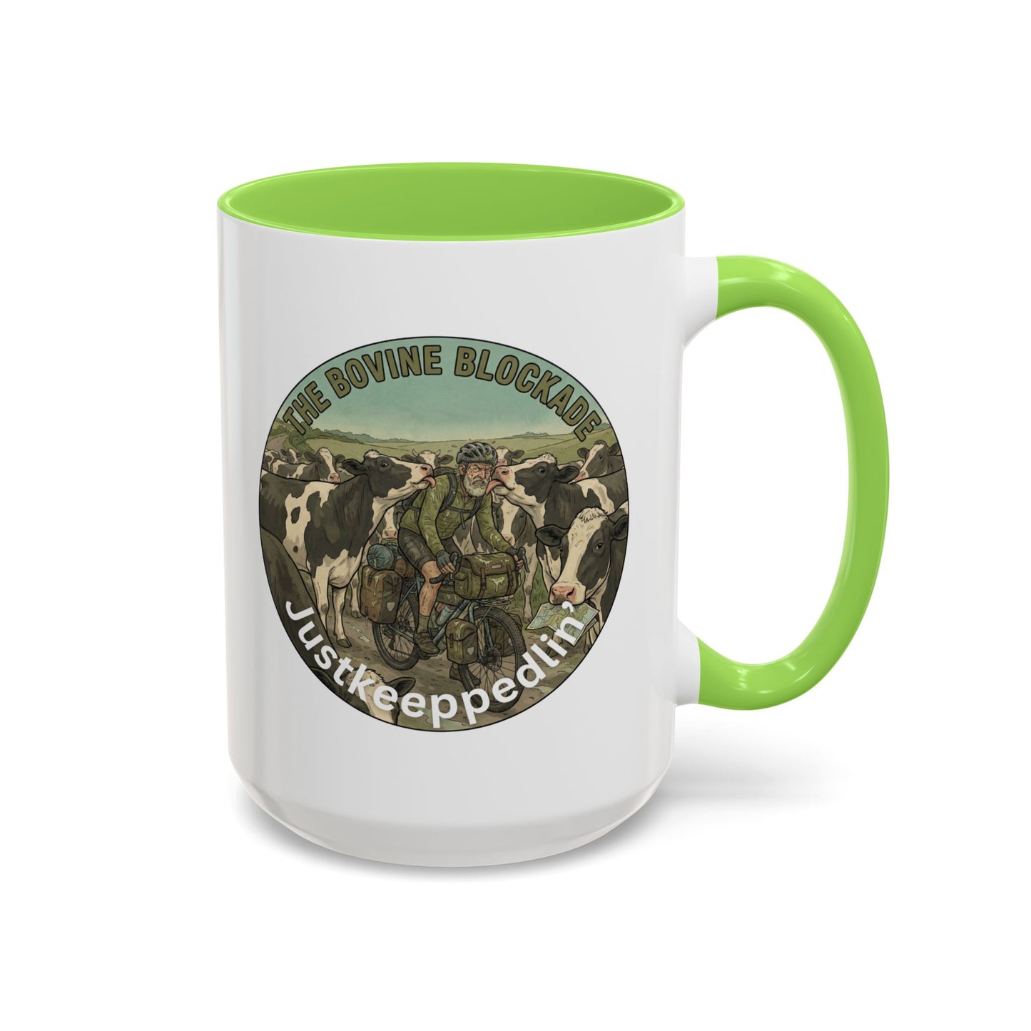 Vintage Cow Herding Mug — “The Divine Bovine Blockade” Rustic Farm Coffee Cup (11oz/15oz)