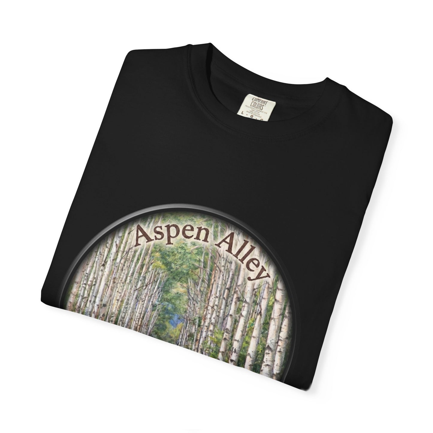Aspen Alley T‑Shirt — Scenic Forest Path Tee with GPS Coordinates