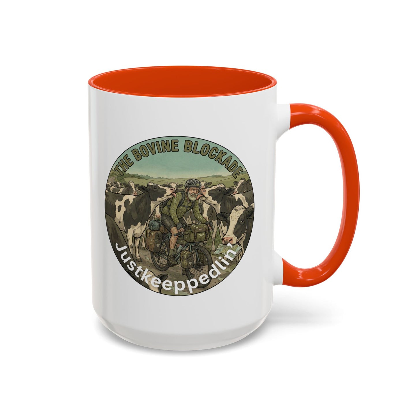 Vintage Cow Herding Mug — “The Divine Bovine Blockade” Rustic Farm Coffee Cup (11oz/15oz)
