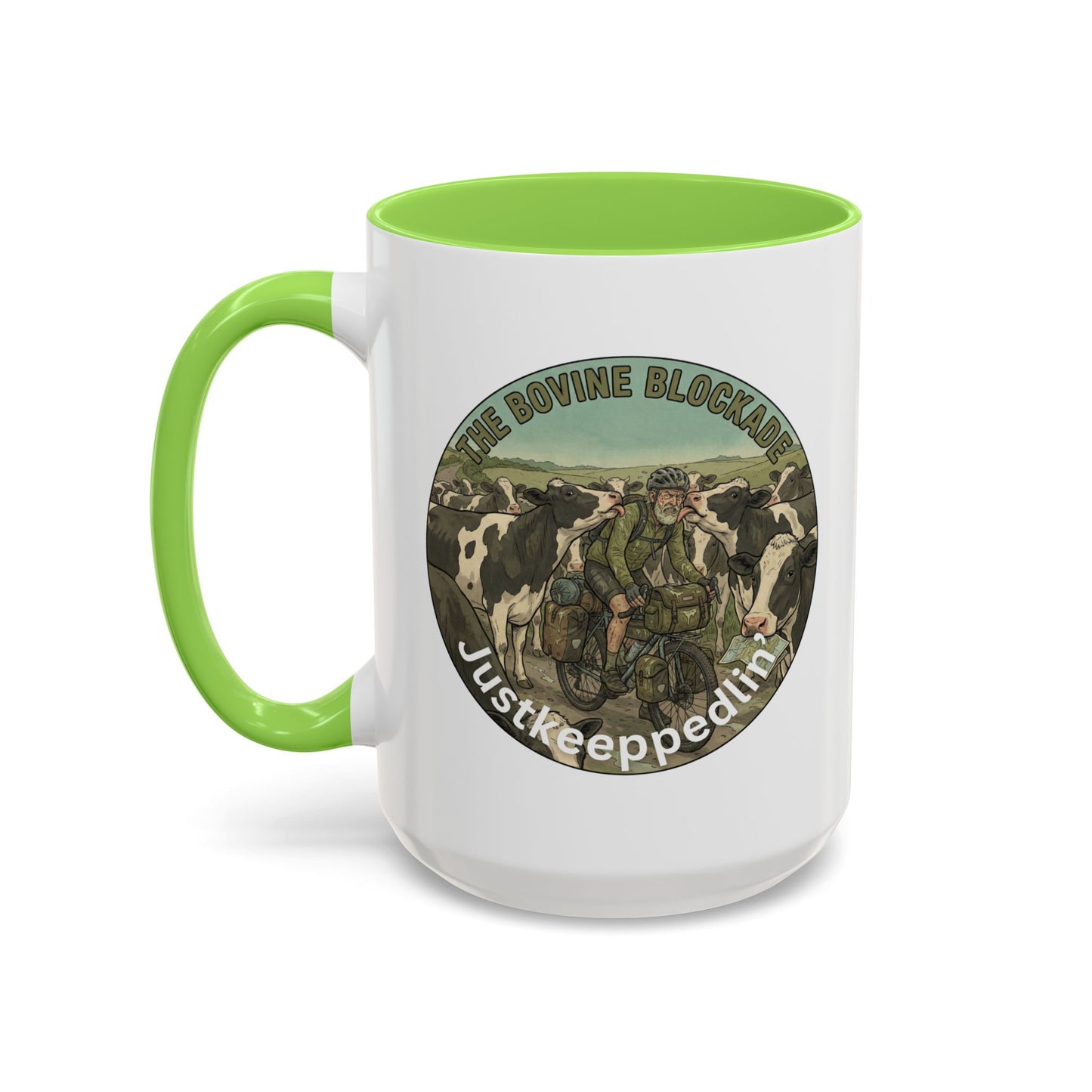 Vintage Cow Herding Mug — “The Divine Bovine Blockade” Rustic Farm Coffee Cup (11oz/15oz)
