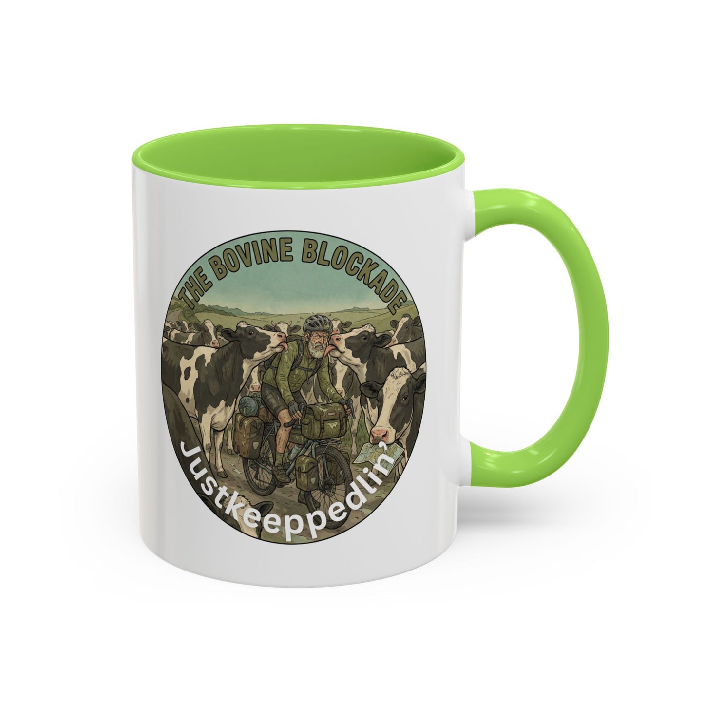 Vintage Cow Herding Mug — “The Divine Bovine Blockade” Rustic Farm Coffee Cup (11oz/15oz)