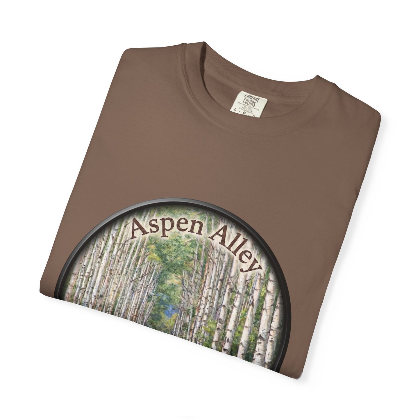 Aspen Alley T‑Shirt — Scenic Forest Path Tee with GPS Coordinates