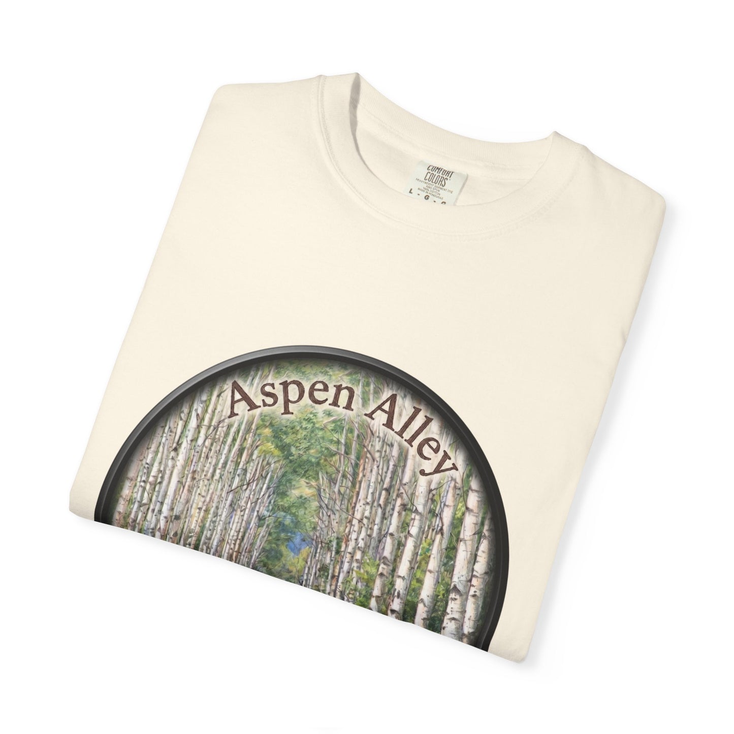Aspen Alley T‑Shirt — Scenic Forest Path Tee with GPS Coordinates