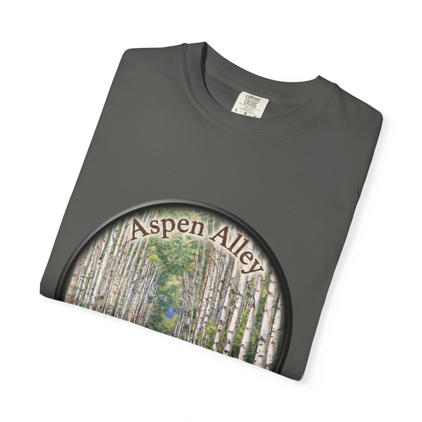 Aspen Alley T‑Shirt — Scenic Forest Path Tee with GPS Coordinates
