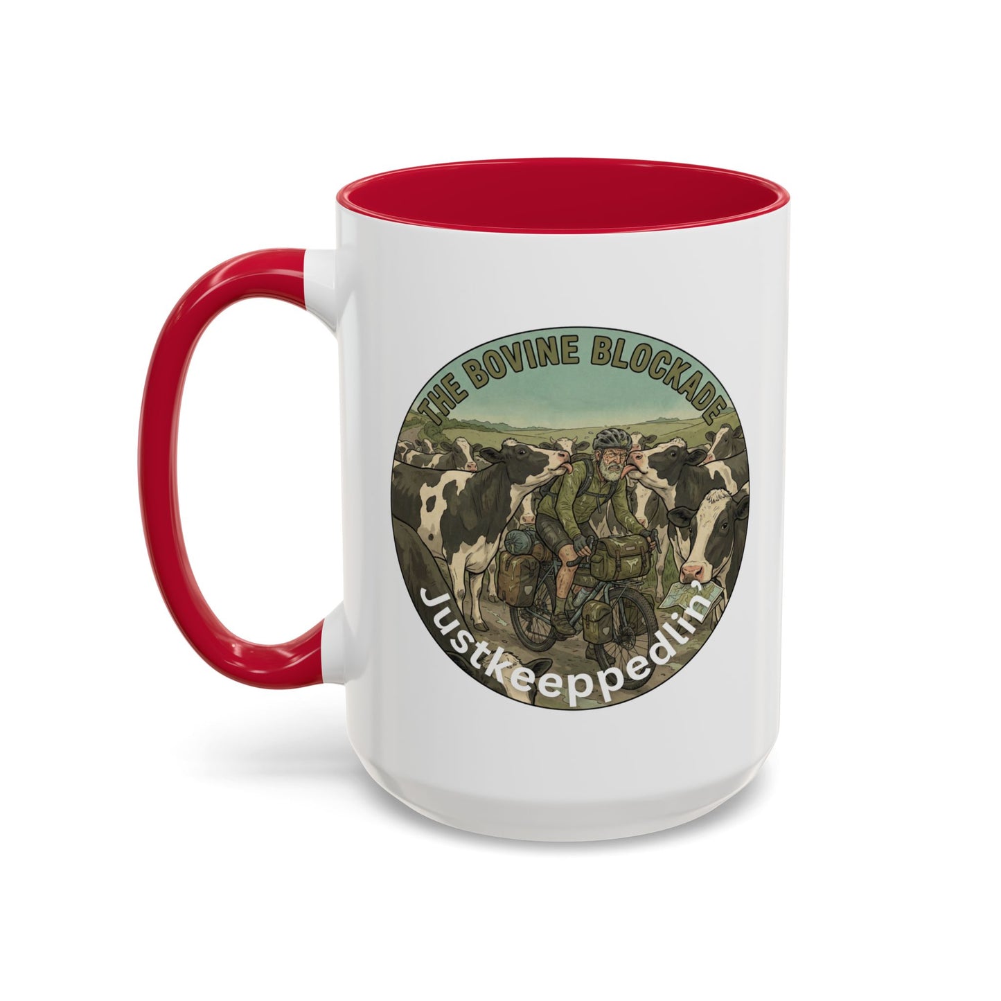 Vintage Cow Herding Mug — “The Divine Bovine Blockade” Rustic Farm Coffee Cup (11oz/15oz)
