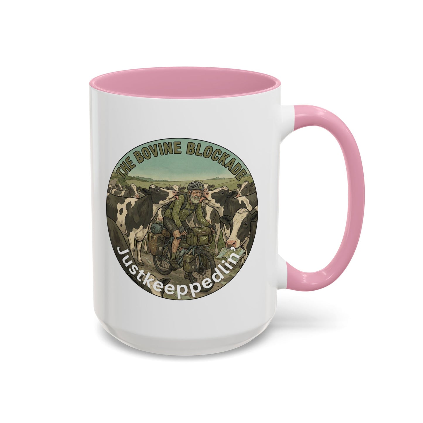 Vintage Cow Herding Mug — “The Divine Bovine Blockade” Rustic Farm Coffee Cup (11oz/15oz)