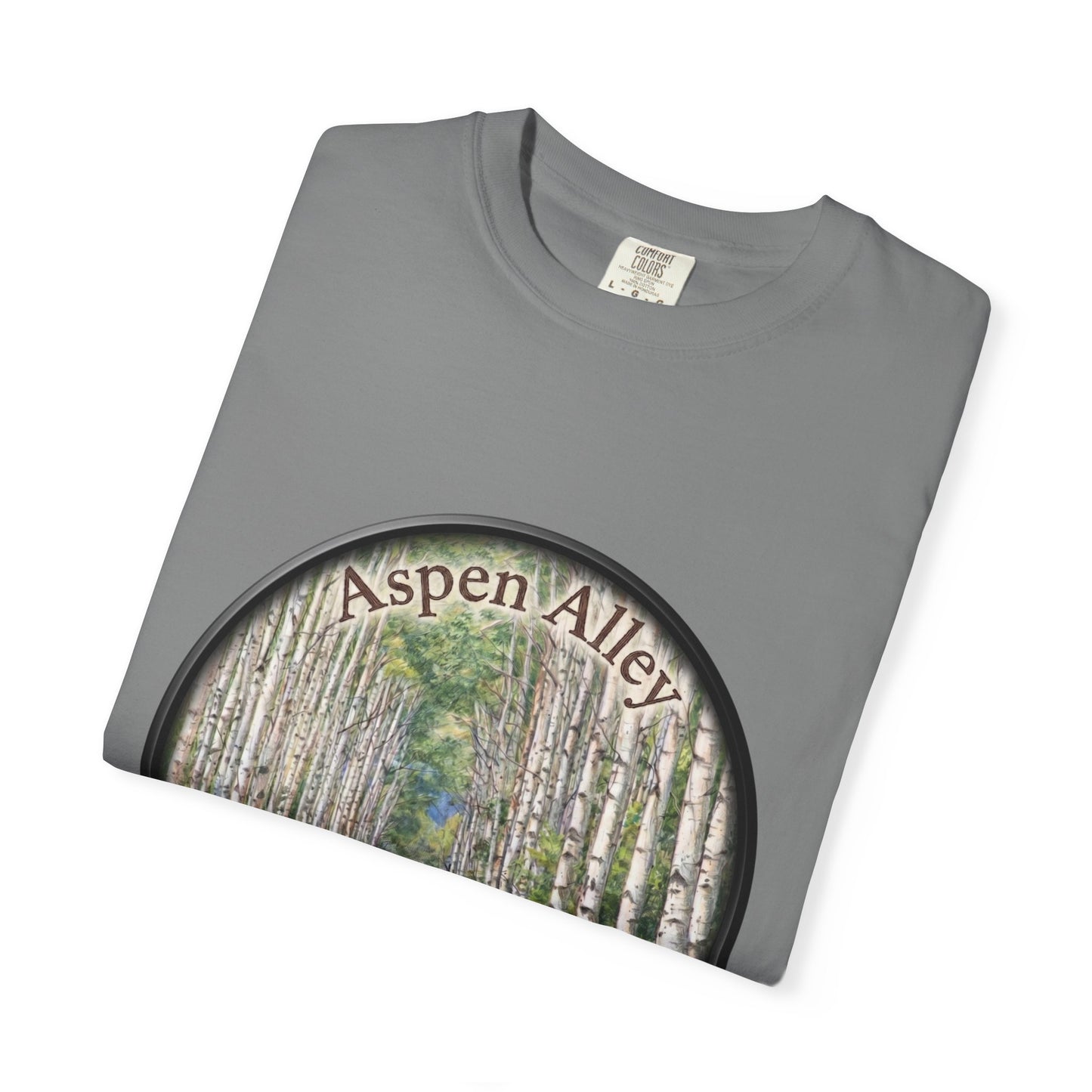 Aspen Alley T‑Shirt — Scenic Forest Path Tee with GPS Coordinates