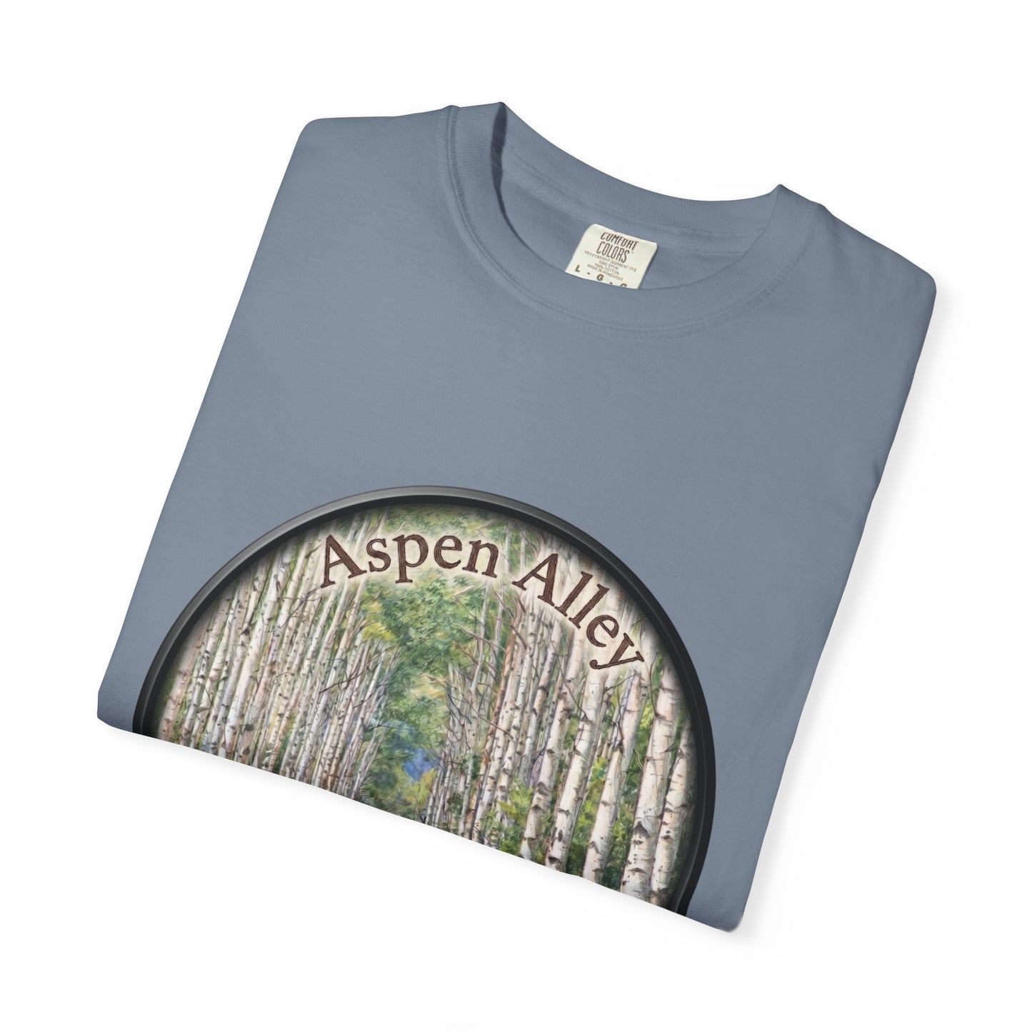 Aspen Alley T‑Shirt — Scenic Forest Path Tee with GPS Coordinates