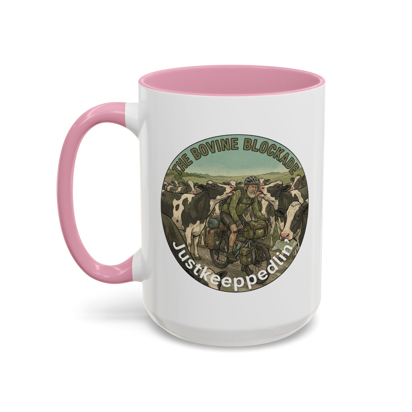 Vintage Cow Herding Mug — “The Divine Bovine Blockade” Rustic Farm Coffee Cup (11oz/15oz)
