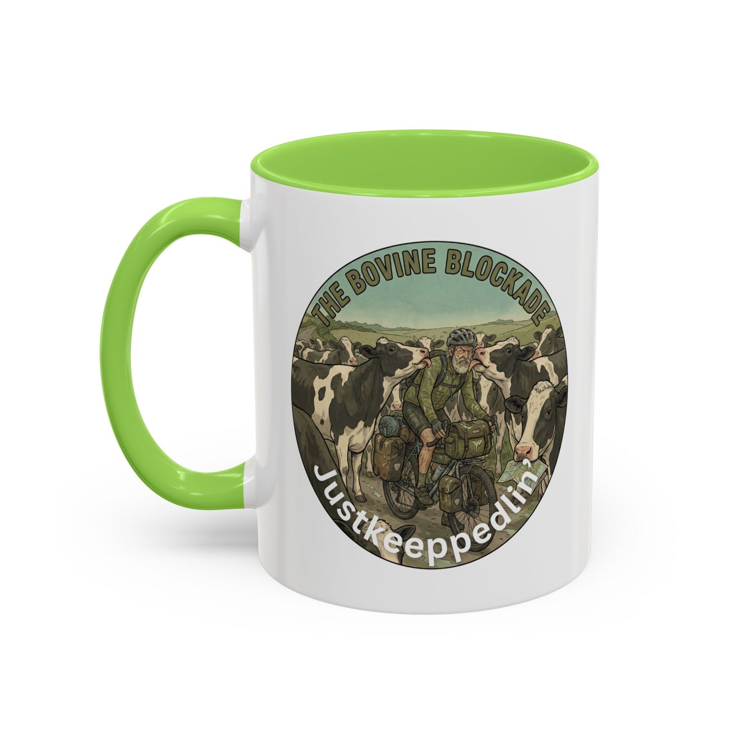 Vintage Cow Herding Mug — “The Divine Bovine Blockade” Rustic Farm Coffee Cup (11oz/15oz)