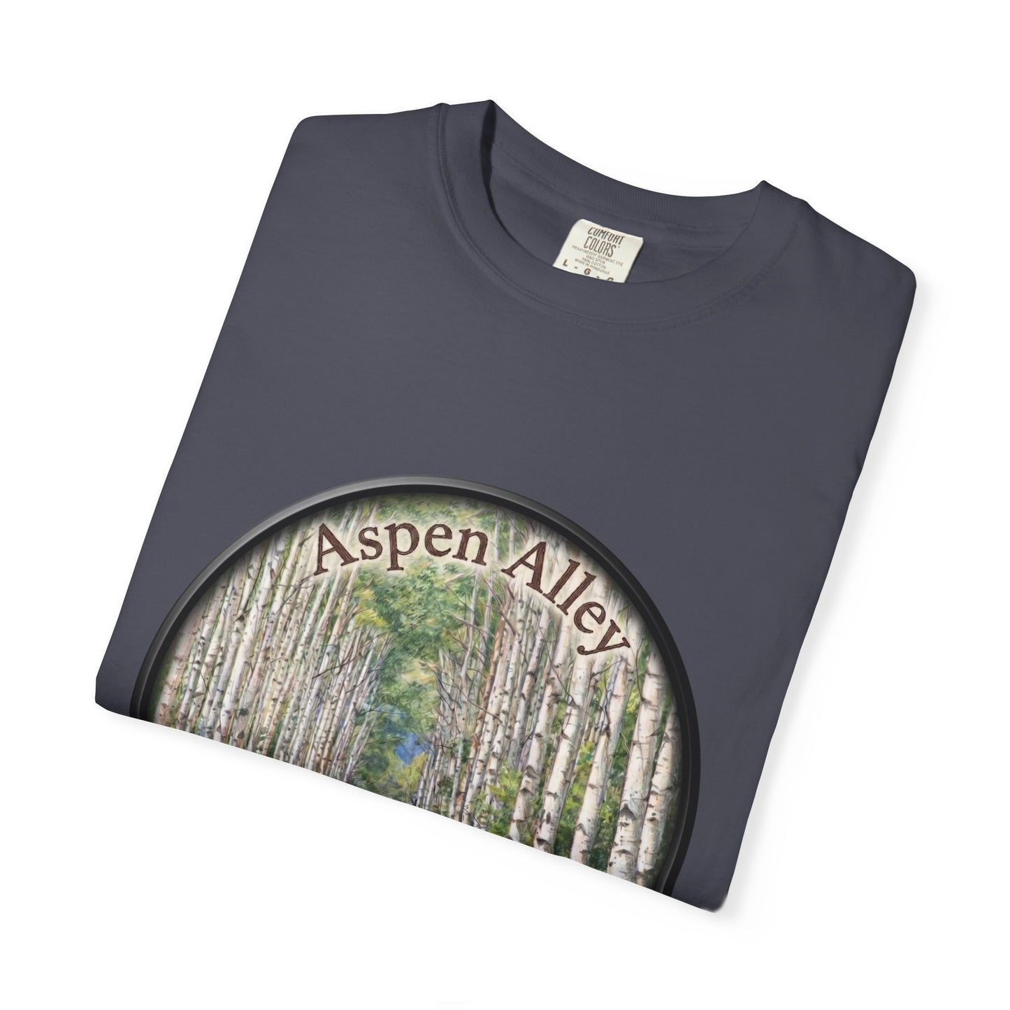 Aspen Alley T‑Shirt — Scenic Forest Path Tee with GPS Coordinates