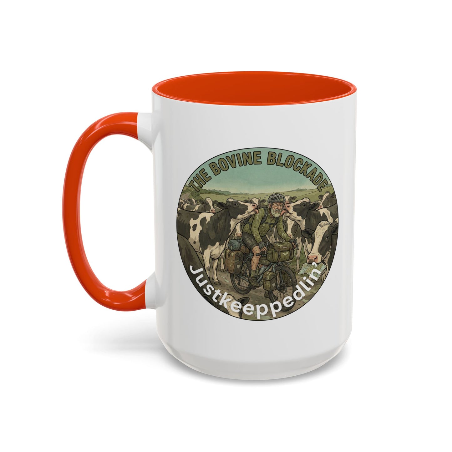 Vintage Cow Herding Mug — “The Divine Bovine Blockade” Rustic Farm Coffee Cup (11oz/15oz)