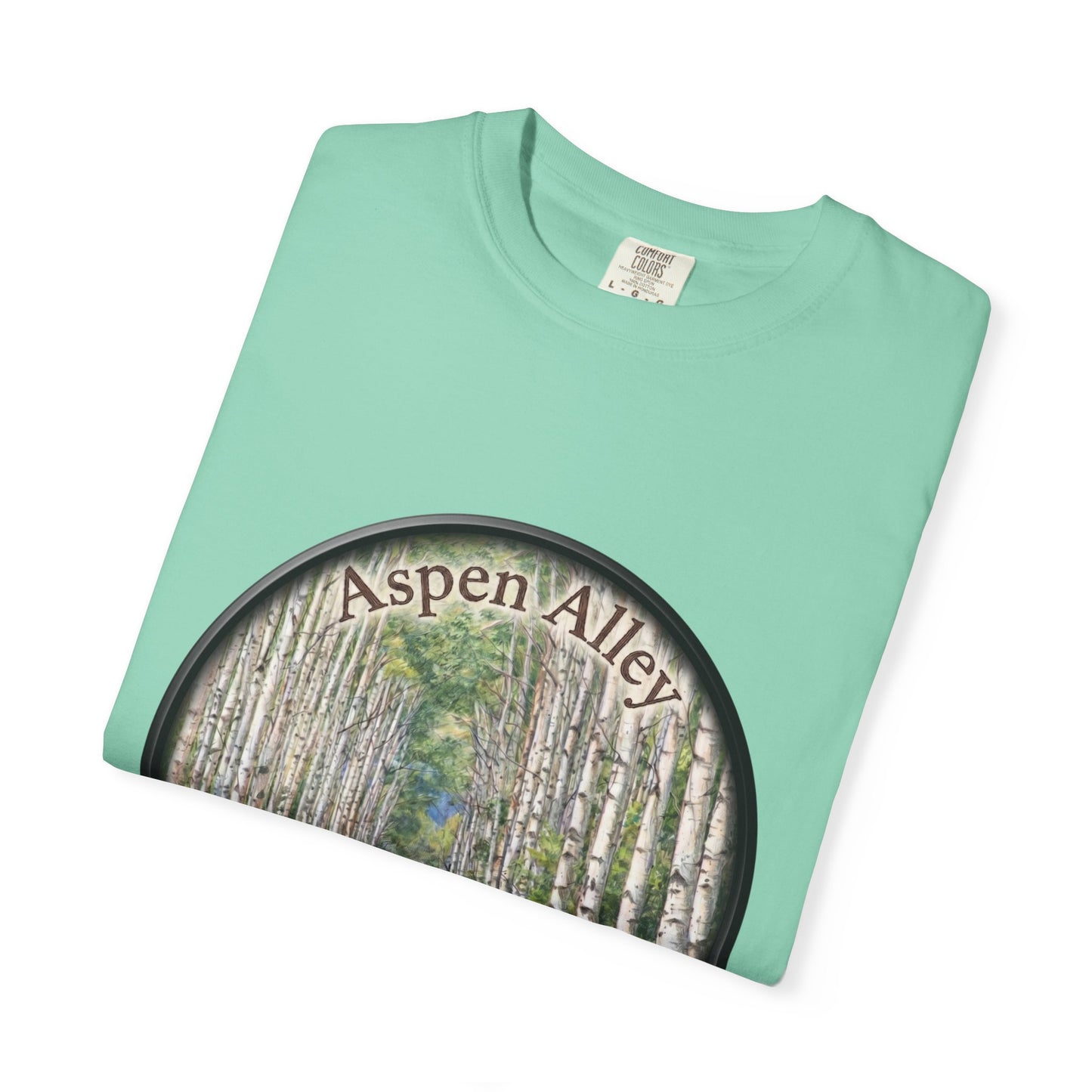 Aspen Alley T‑Shirt — Scenic Forest Path Tee with GPS Coordinates