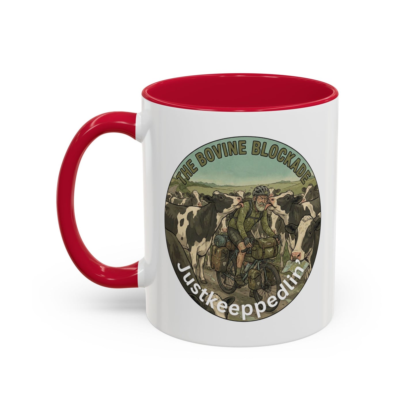 Vintage Cow Herding Mug — “The Divine Bovine Blockade” Rustic Farm Coffee Cup (11oz/15oz)
