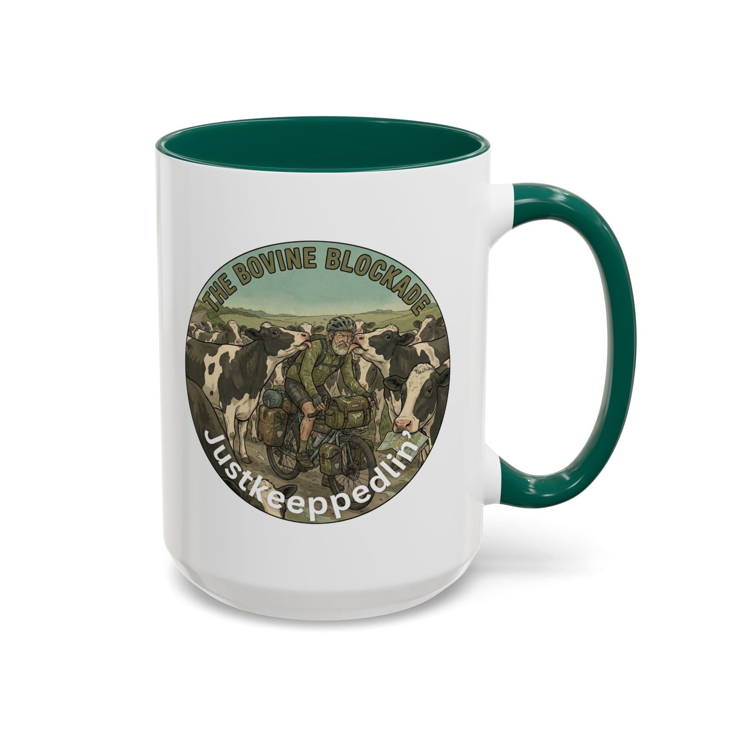 Vintage Cow Herding Mug — “The Divine Bovine Blockade” Rustic Farm Coffee Cup (11oz/15oz)
