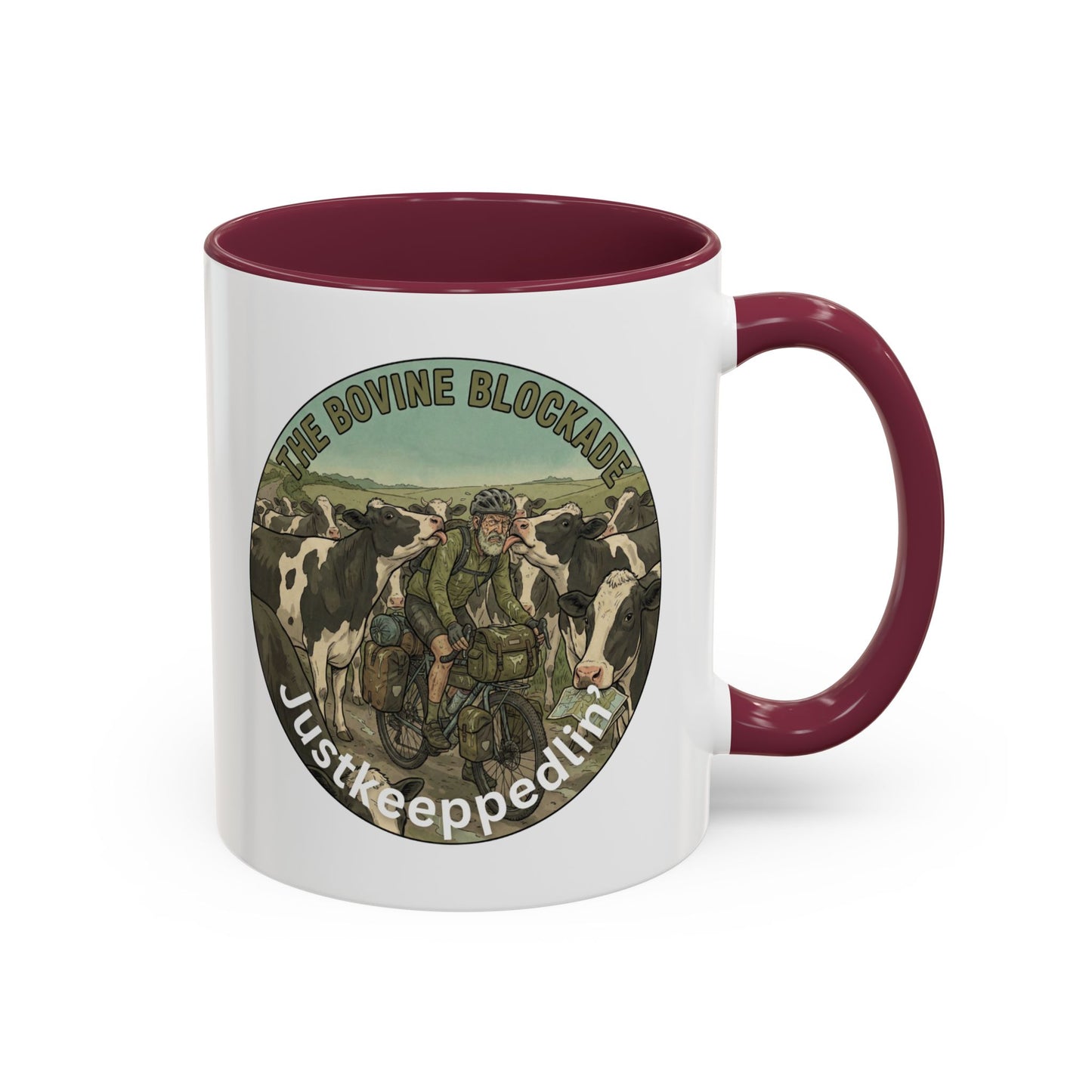 Vintage Cow Herding Mug — “The Divine Bovine Blockade” Rustic Farm Coffee Cup (11oz/15oz)