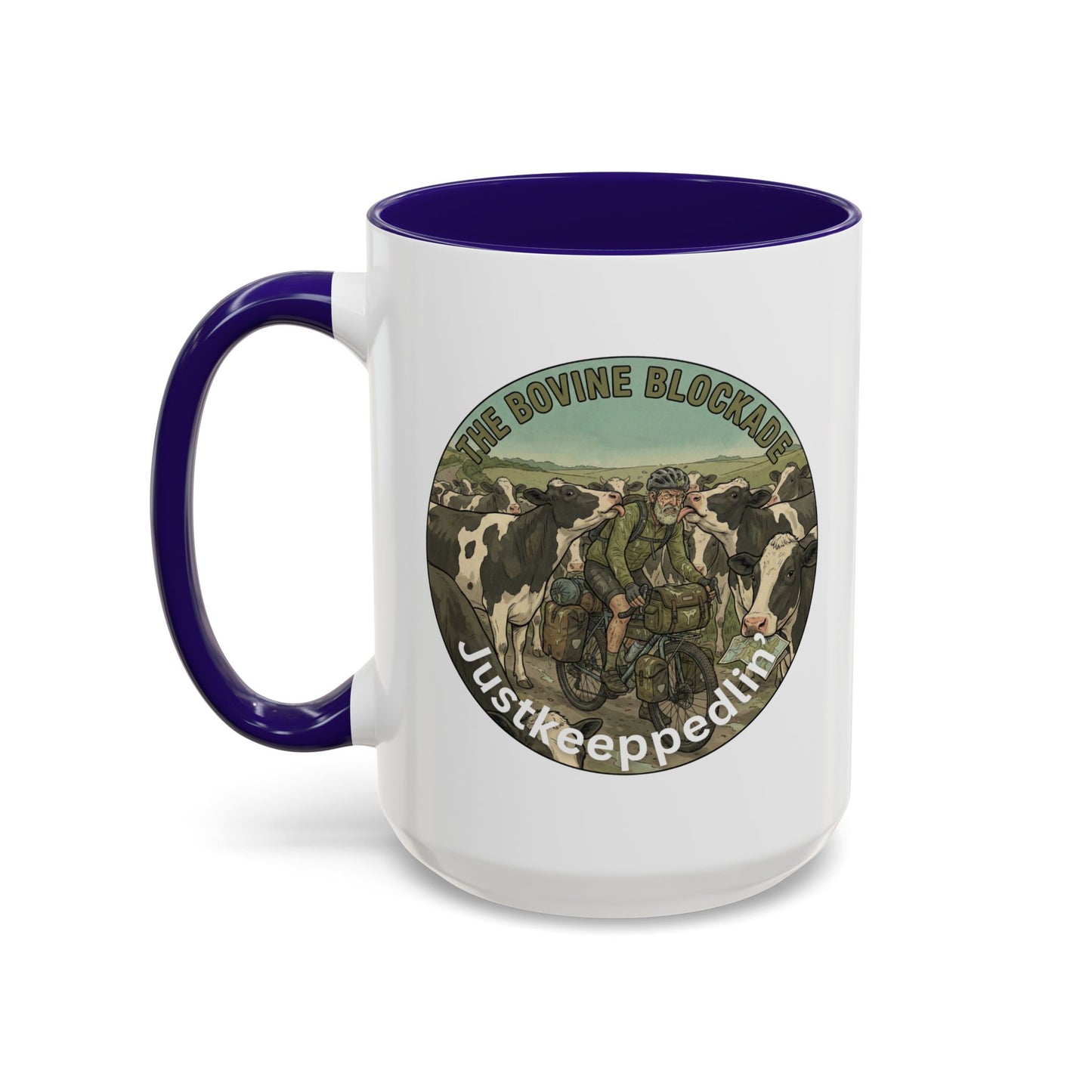 Vintage Cow Herding Mug — “The Divine Bovine Blockade” Rustic Farm Coffee Cup (11oz/15oz)