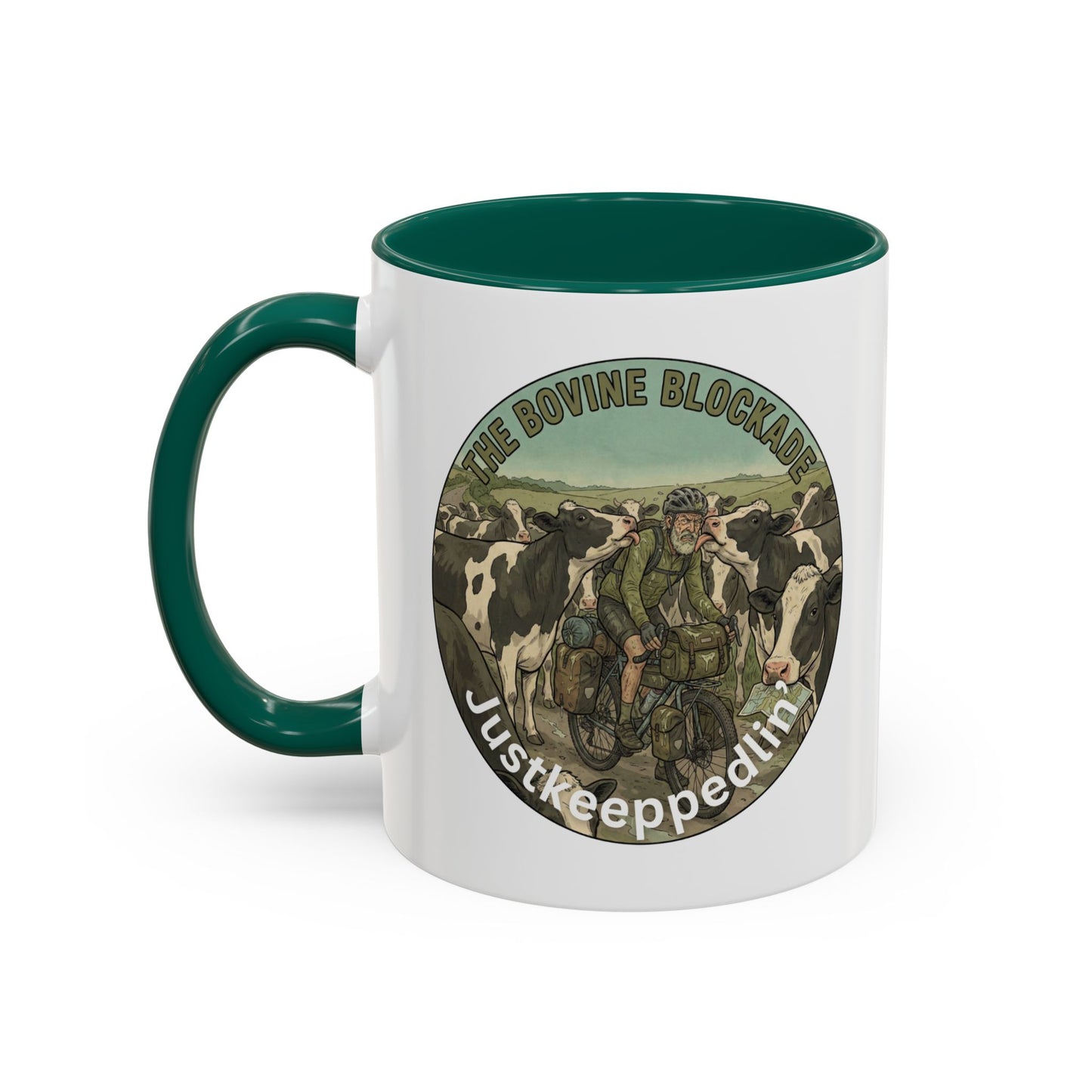 Vintage Cow Herding Mug — “The Divine Bovine Blockade” Rustic Farm Coffee Cup (11oz/15oz)