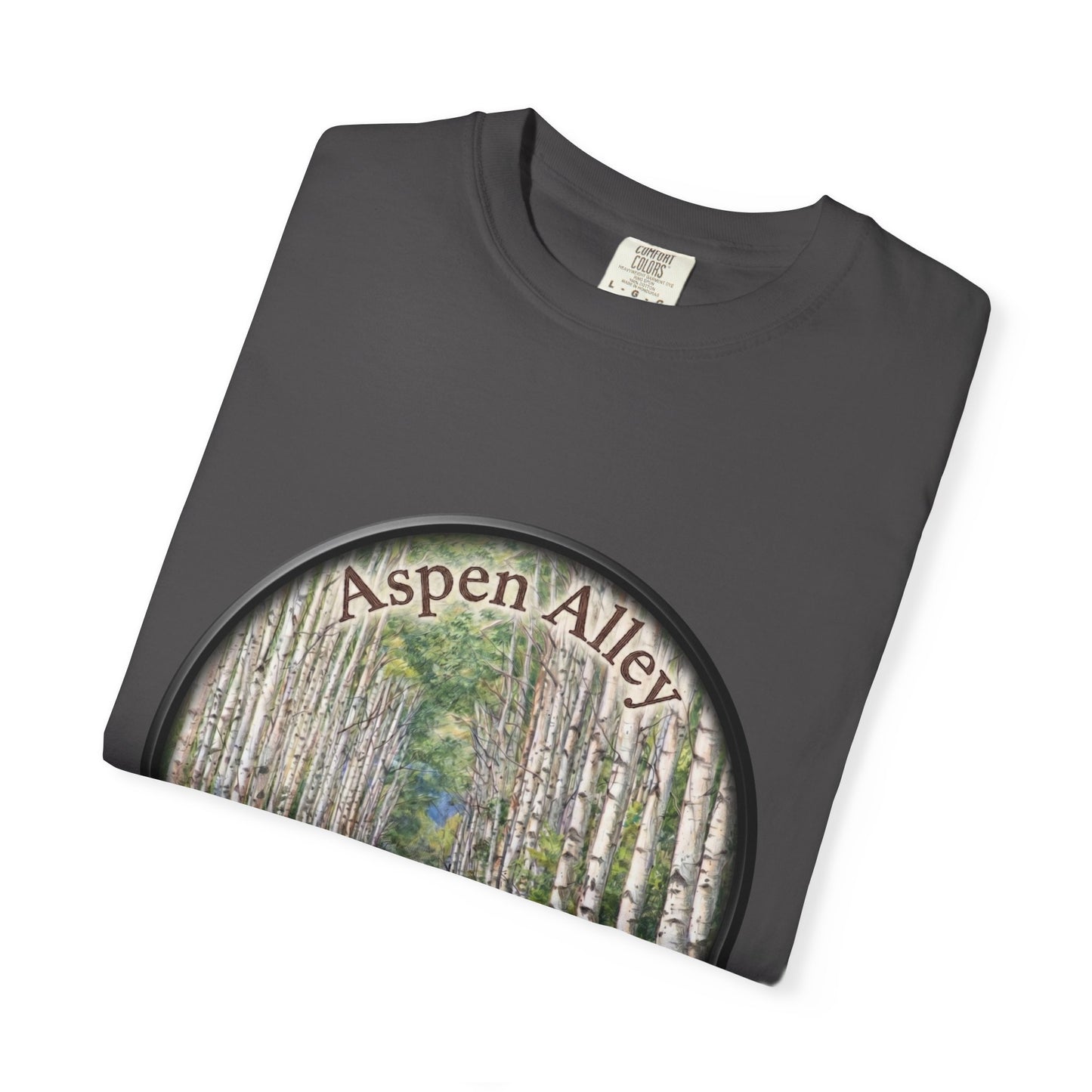 Aspen Alley T‑Shirt — Scenic Forest Path Tee with GPS Coordinates