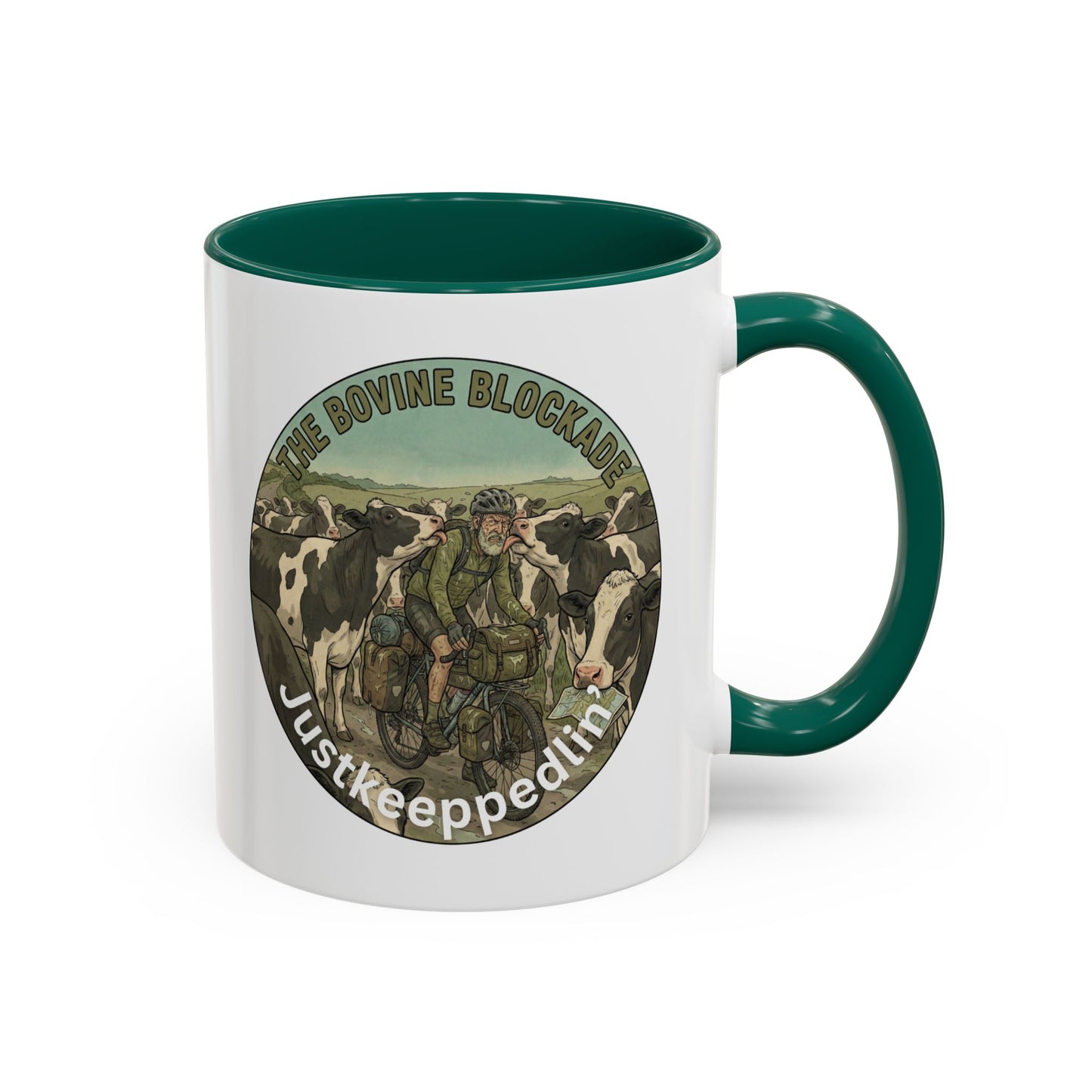 Vintage Cow Herding Mug — “The Divine Bovine Blockade” Rustic Farm Coffee Cup (11oz/15oz)