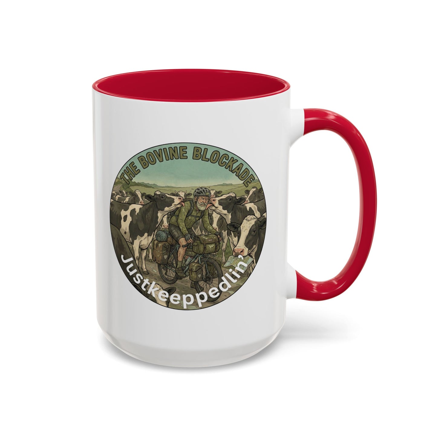 Vintage Cow Herding Mug — “The Divine Bovine Blockade” Rustic Farm Coffee Cup (11oz/15oz)