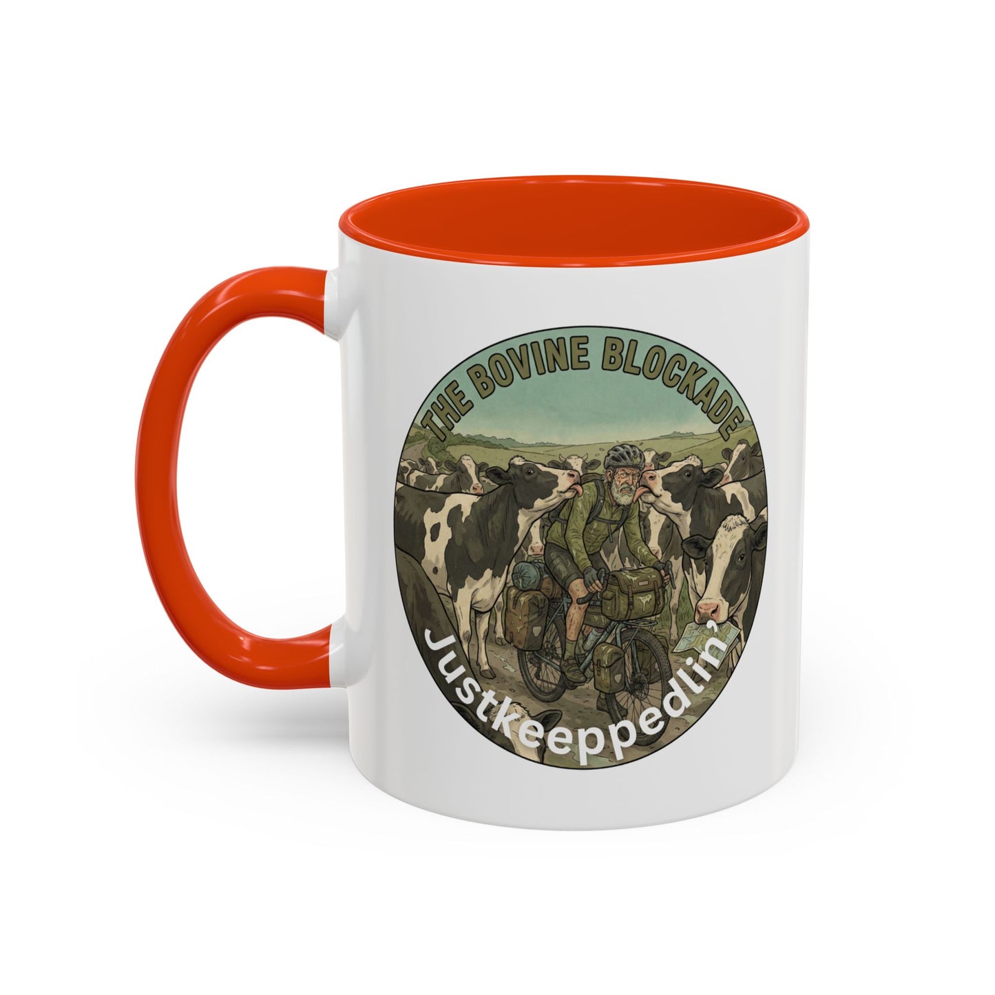 Vintage Cow Herding Mug — “The Divine Bovine Blockade” Rustic Farm Coffee Cup (11oz/15oz)