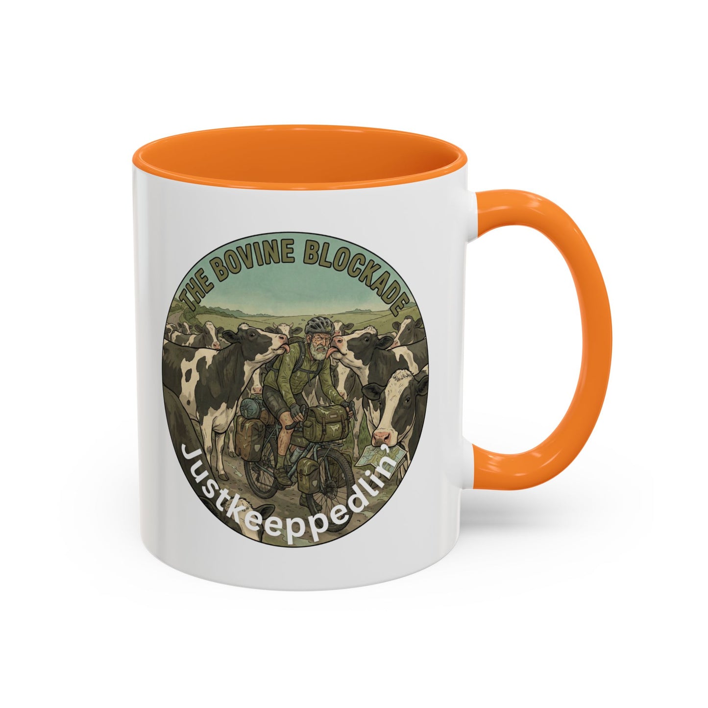 Vintage Cow Herding Mug — “The Divine Bovine Blockade” Rustic Farm Coffee Cup (11oz/15oz)