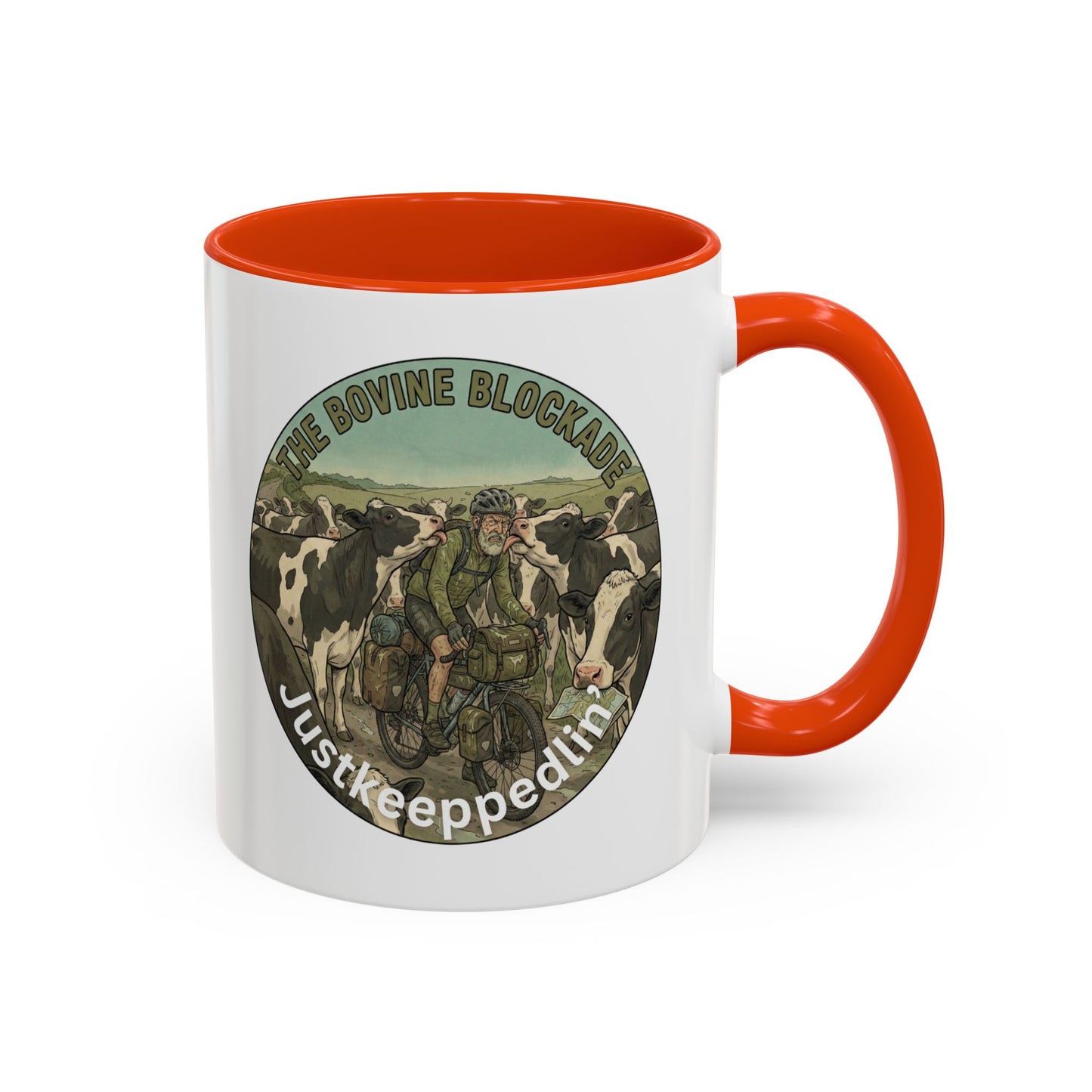 Vintage Cow Herding Mug — “The Divine Bovine Blockade” Rustic Farm Coffee Cup (11oz/15oz)