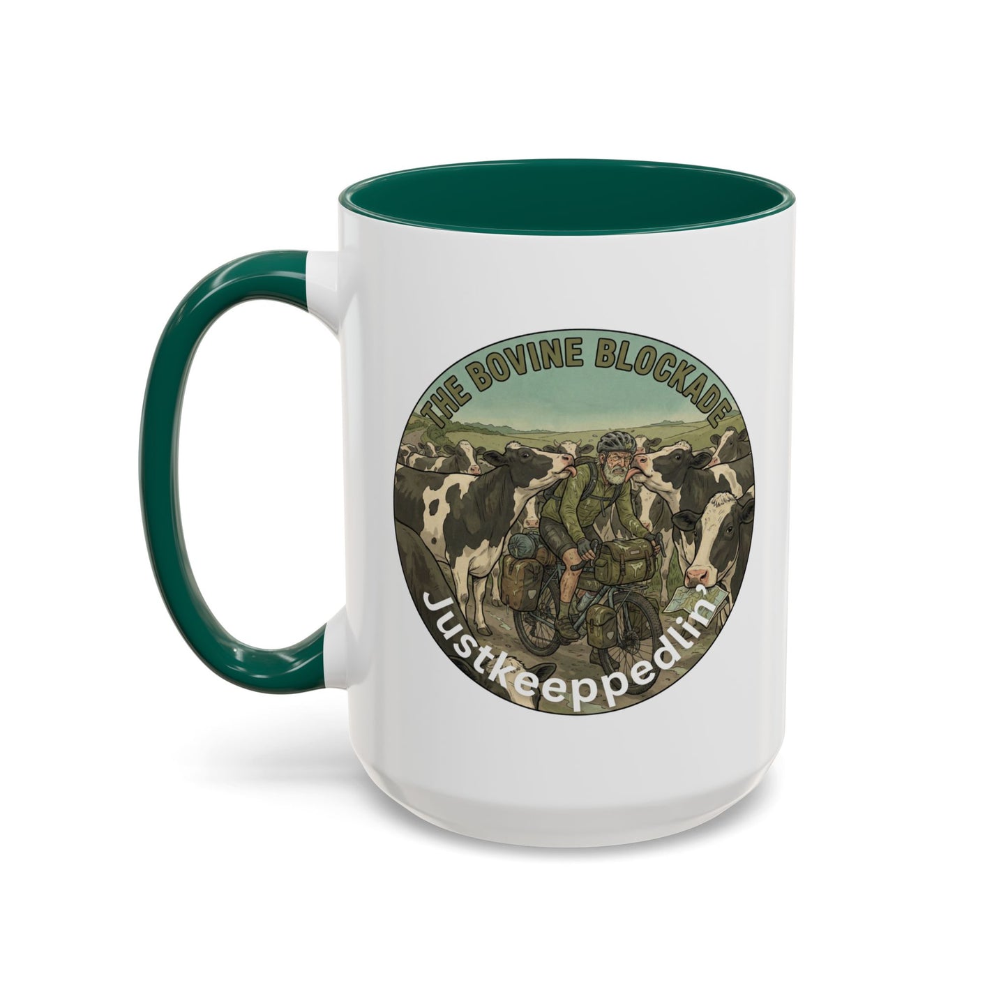 Vintage Cow Herding Mug — “The Divine Bovine Blockade” Rustic Farm Coffee Cup (11oz/15oz)