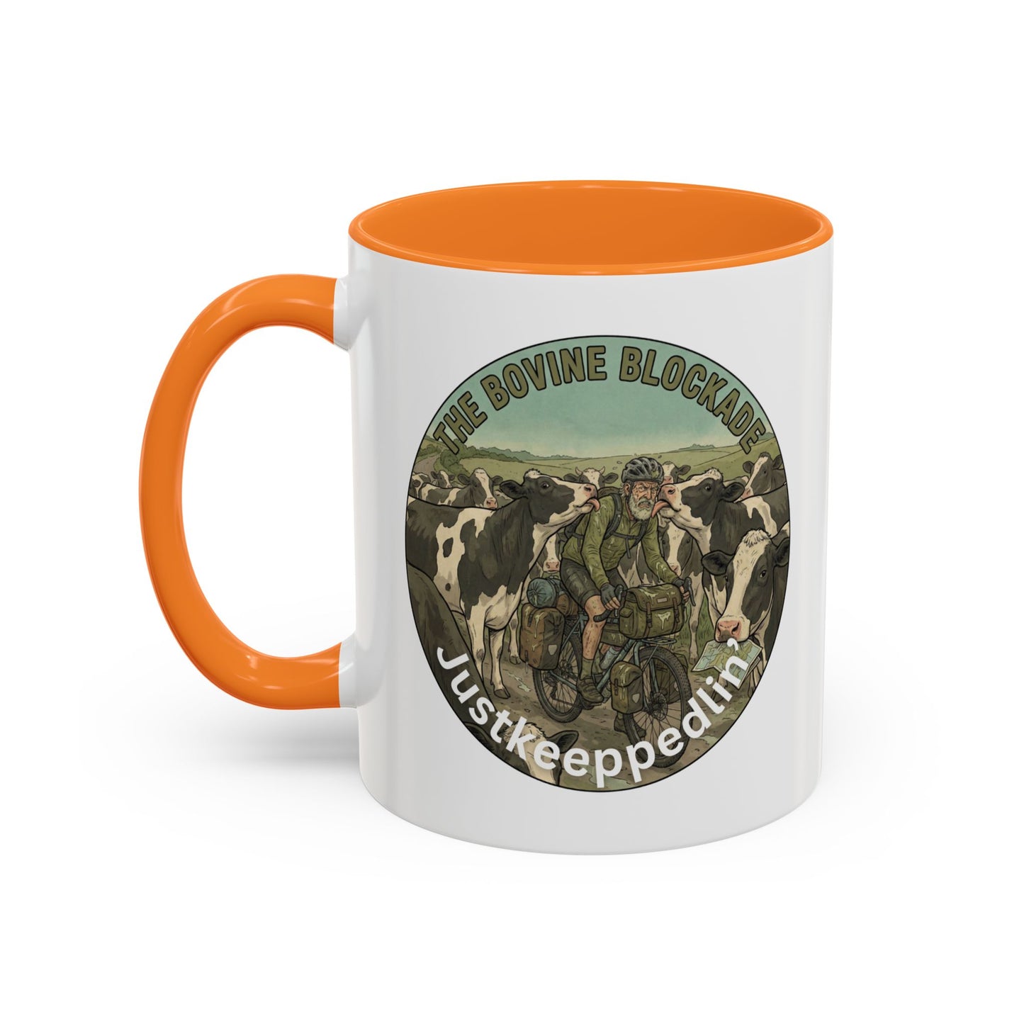 Vintage Cow Herding Mug — “The Divine Bovine Blockade” Rustic Farm Coffee Cup (11oz/15oz)