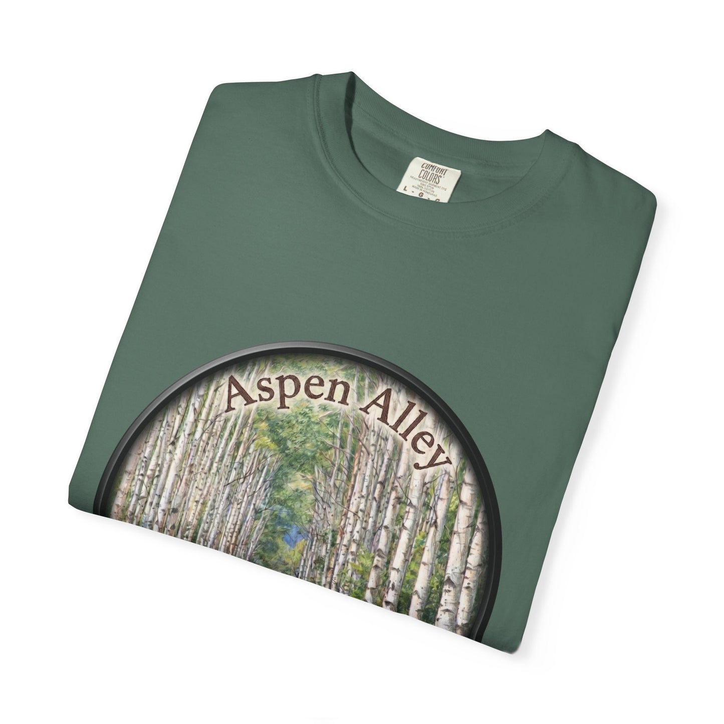 Aspen Alley T‑Shirt — Scenic Forest Path Tee with GPS Coordinates