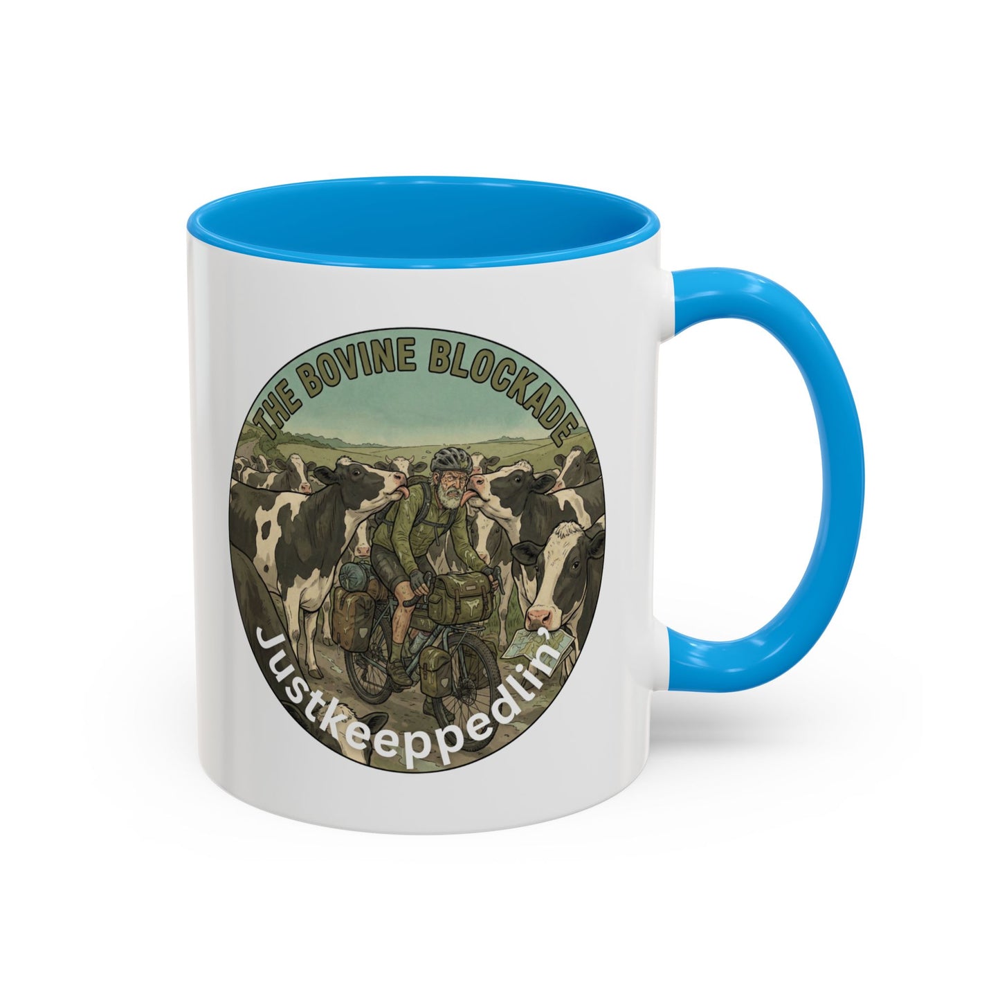 Vintage Cow Herding Mug — “The Divine Bovine Blockade” Rustic Farm Coffee Cup (11oz/15oz)